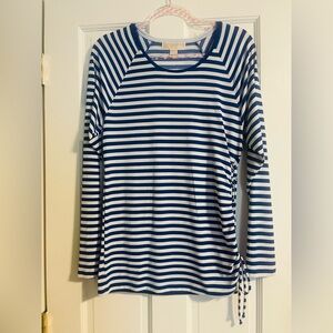 Women’s Michael Kors Navy and White Striped Long Sleeve Top size Medium